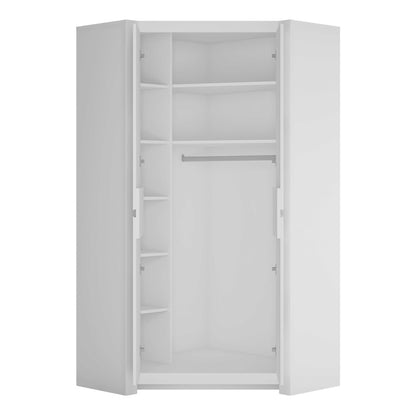 Vienna Alpine White Corner Wardrobe 2 Door