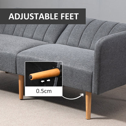 Nile Linen Grey 3 Seater Click Clack Sofa Bed With Adjustable Split Backrest