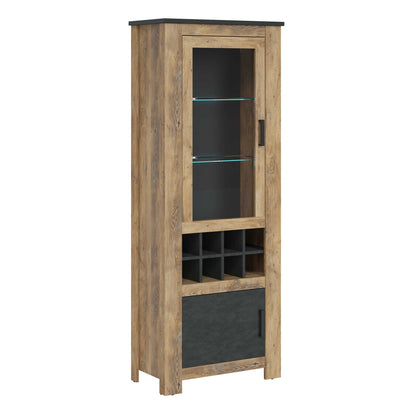 Juniper Chestnut and Matera Grey 2 Door Display Cabinet with Wine Rack