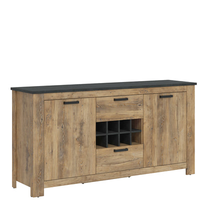 Juniper 2 Door 2 Drawer Chestnut and Matera Grey Sideboard with Wine Rack