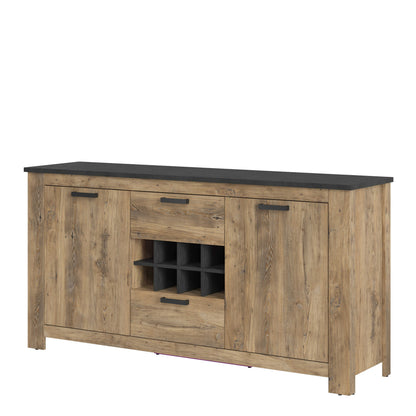 Juniper 2 Door 2 Drawer Chestnut and Matera Grey Sideboard with Wine Rack
