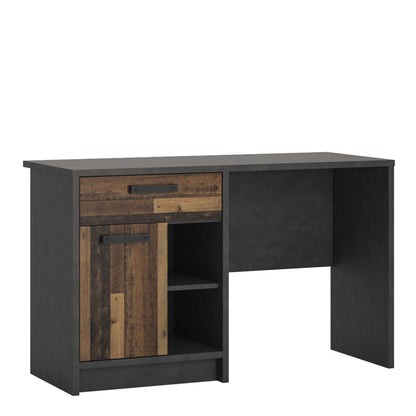 Whimwick Desk with 1 Door and 1 Drawer in Walnut and Dark Matera Grey