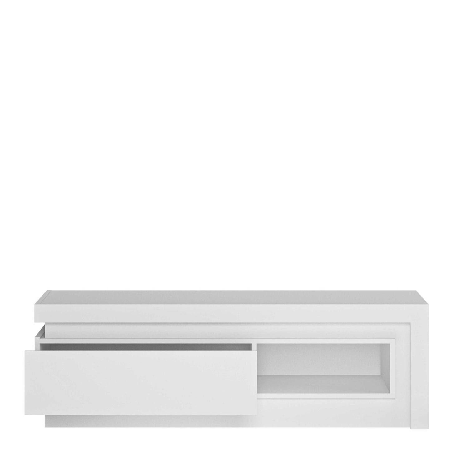 Hjorring Gloss White Wooden 1 Drawer TV Cabinet Open Shelf