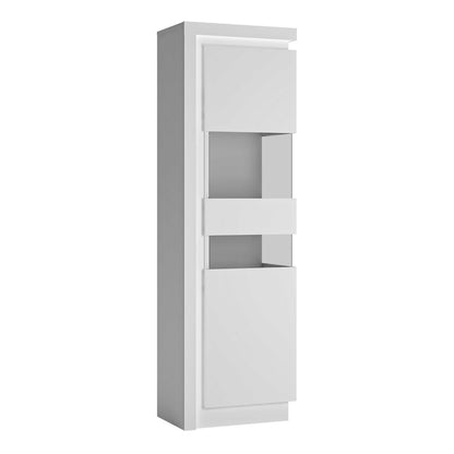 Hjorring White Wooden Tall Narrow Display Cabinet with LED Lights