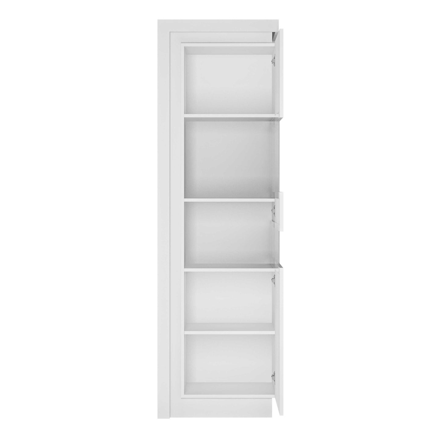 Hjorring White Wooden Tall Narrow Display Cabinet with LED Lights