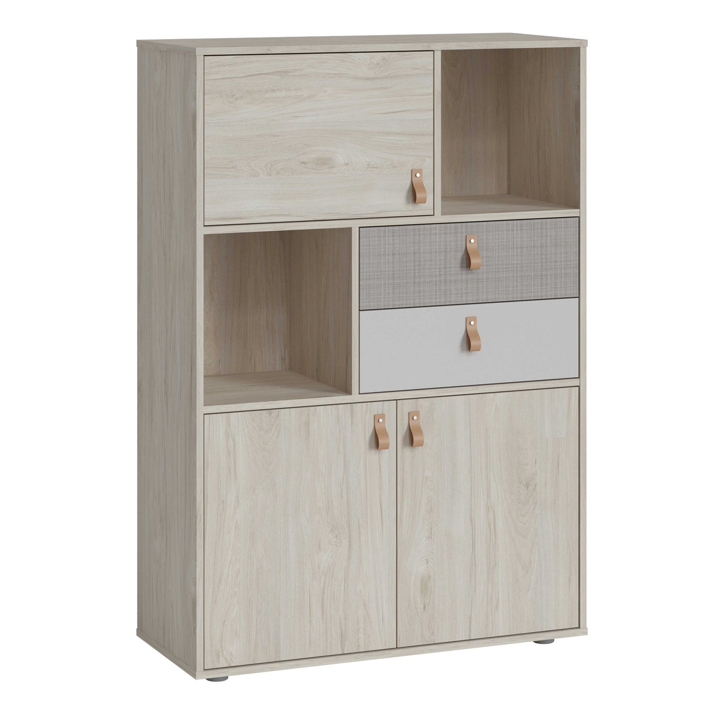 Rosemary Light Walnut Wooden Cabinet 3 Door 2 Drawer Cabinet