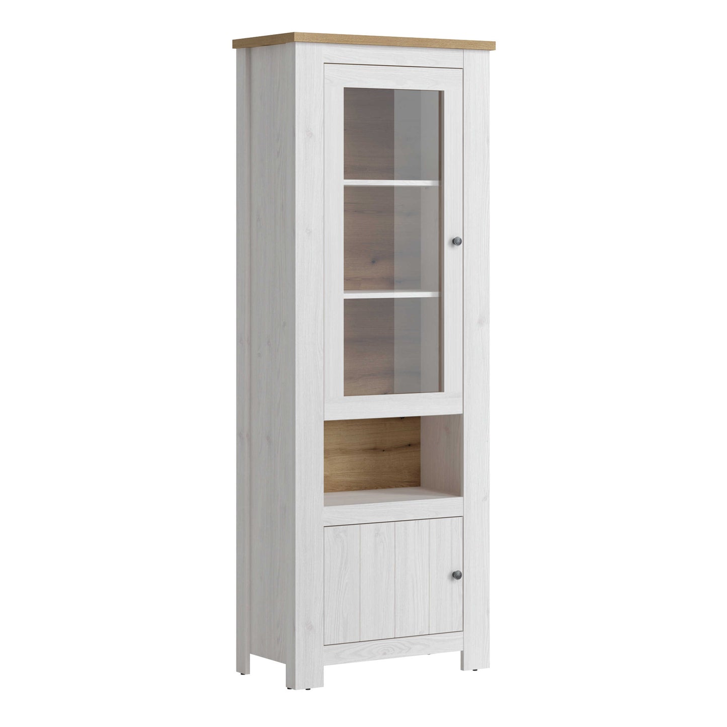 Tipsyfern White and Natural Oak Wood 2 Door Display Cabinet