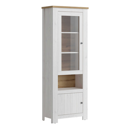 Tipsyfern White and Natural Oak Wood 2 Door Display Cabinet