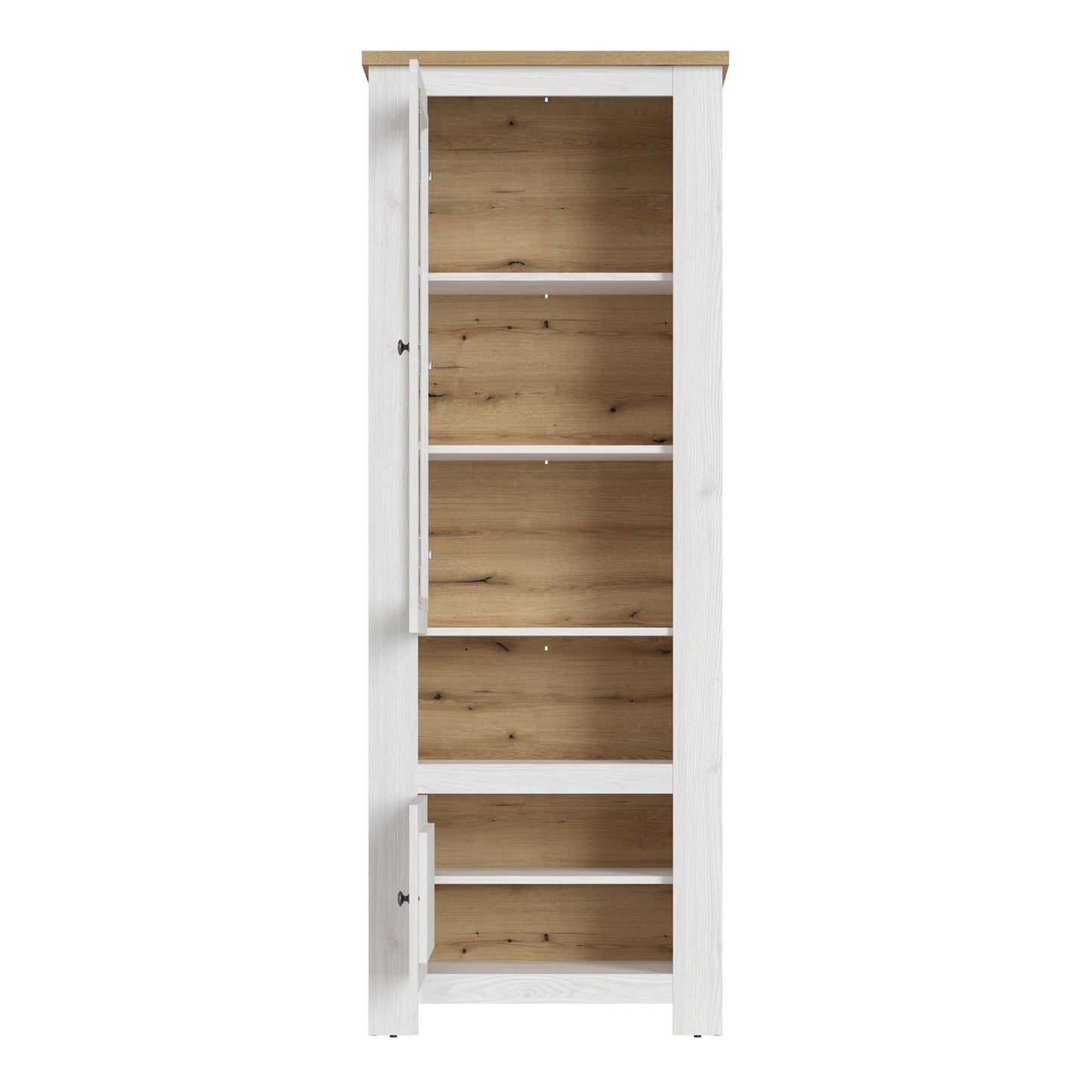 Tipsyfern White and Natural Oak Wood 2 Door Display Cabinet