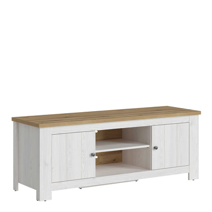 Tipsyfern 154cm White and Natural Oak Wood 2 Door TV Unit