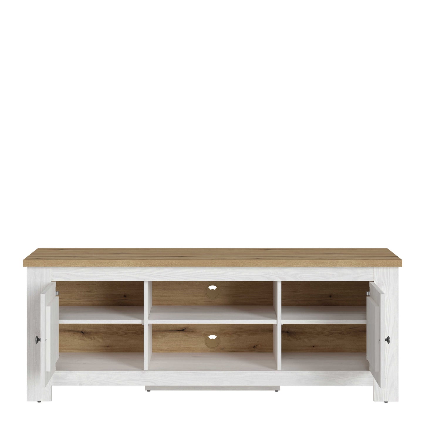 Tipsyfern 154cm White and Natural Oak Wood 2 Door TV Unit