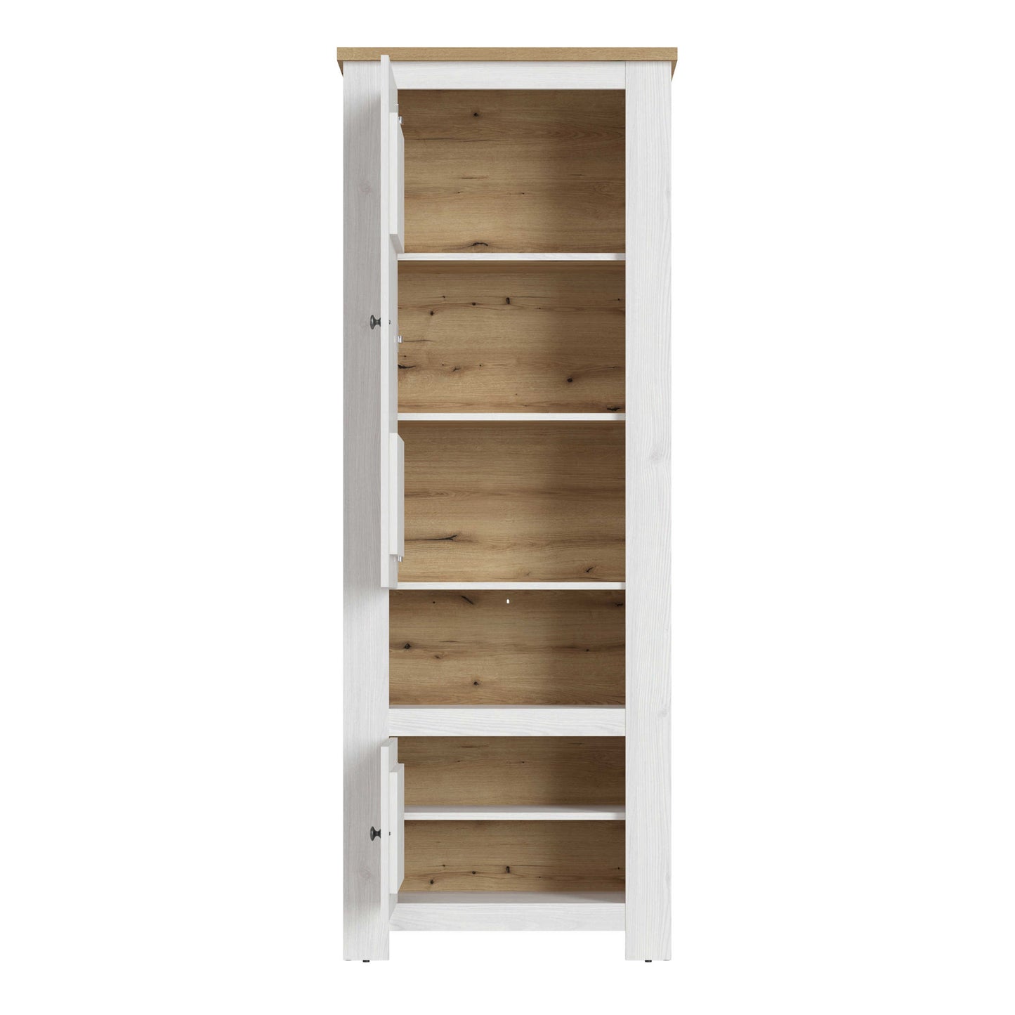 Tipsyfern White and Natural Oak Wood 2 Door Cabinet
