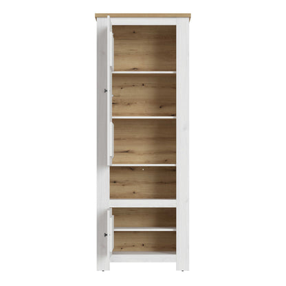 Tipsyfern White and Natural Oak Wood 2 Door Cabinet