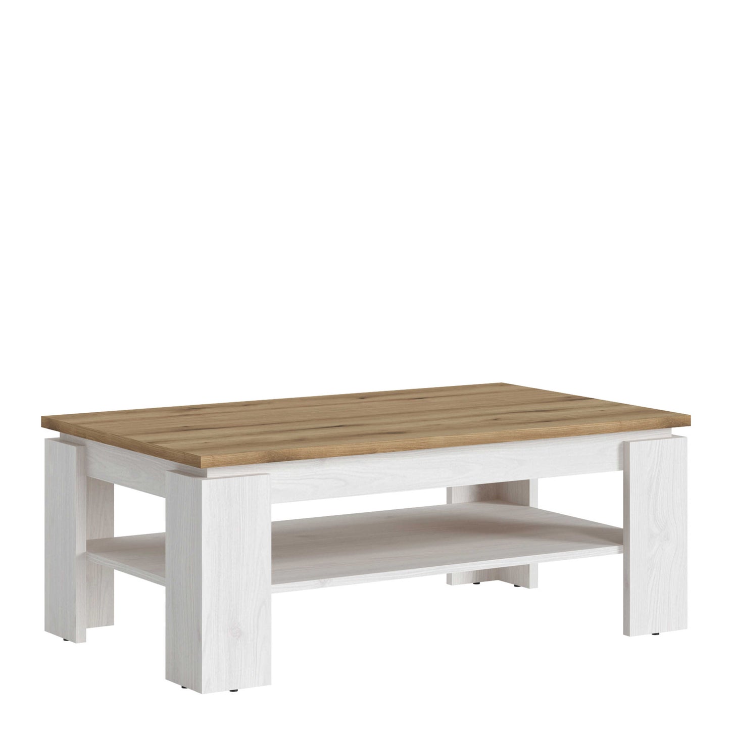 Tipsyfern White and Natural Oak Wood Coffee Table
