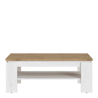 Tipsyfern White and Natural Oak Wood Coffee Table
