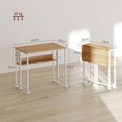 Noni 63cm Wooden Natural Drop Leaf Writing Desk