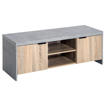 Hatata Rael 120cm Wooden Grey and Natural TV Cabinet With 2 Doors And Open Shelving