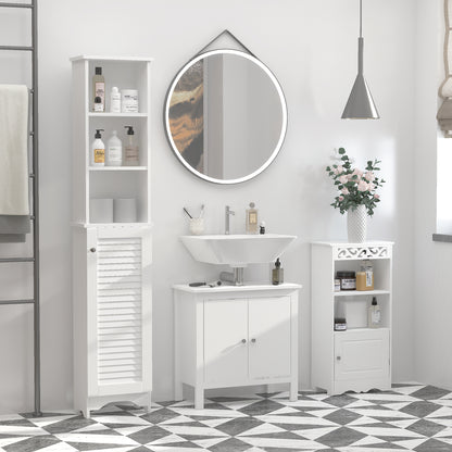Nesaco Cofa Slim Tall Bathroom Storage Cabinet With Adjustable Shelves And Shutter Door White