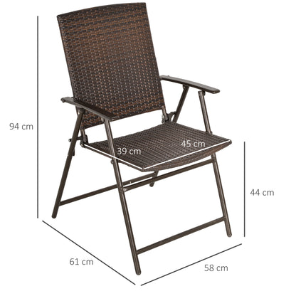 Soto Rattan Brown Set Of 2 Folding Outdoor Garden Dining Chairs