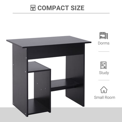 Moke 80cm Wooden Black Compact Corner Desk With Keyboard Tray And Storage Shelves