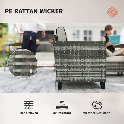 Nerato Grey Rattan 4 Seater Garden Furniture Set With Gas Fire Pit Table