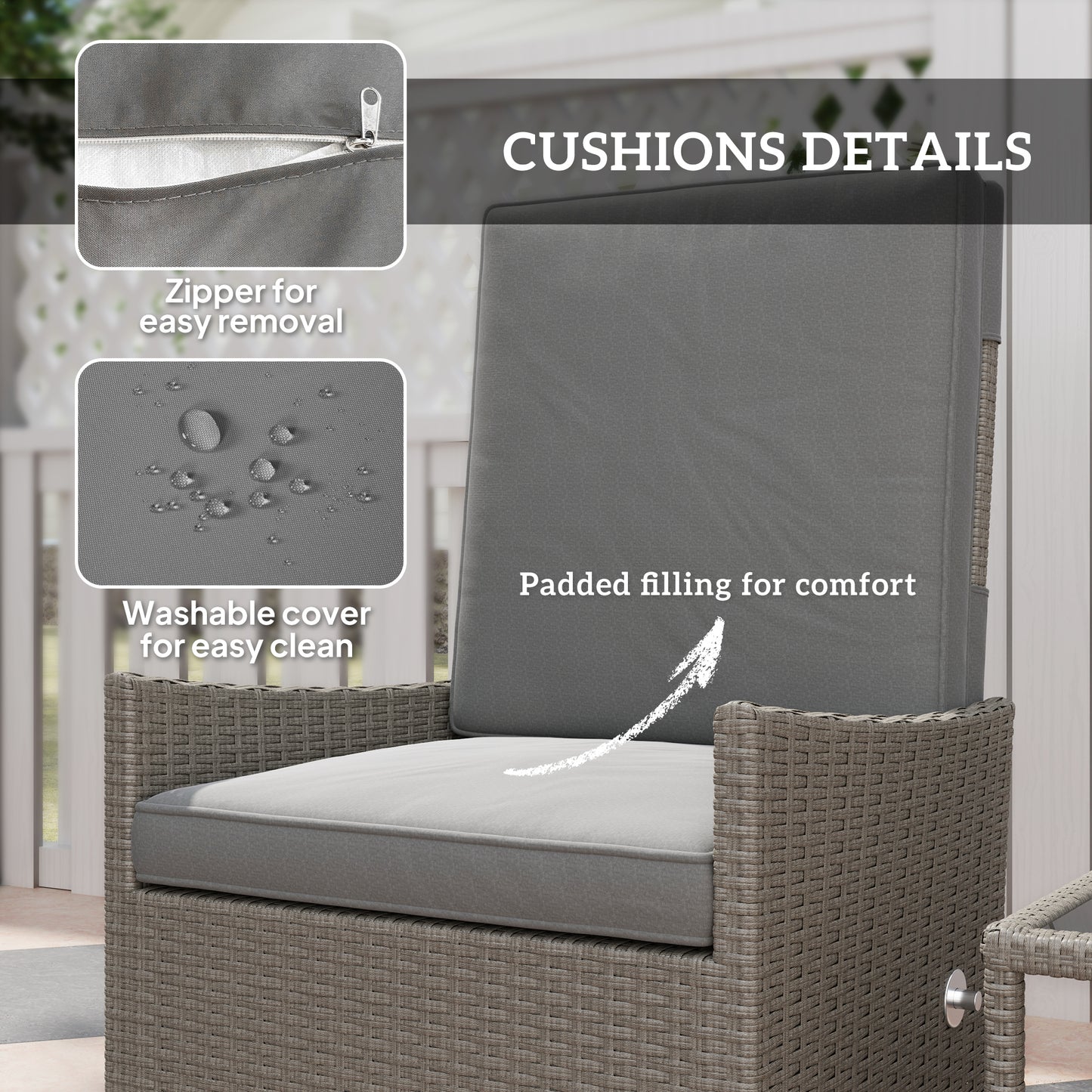 Liromo Rattan Dark Grey 5 Piece Garden Bistro Set with Recliner Chairs Stools and Table
