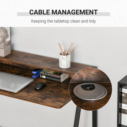 Lune 100cm Rustic Brown Compact Writing Desk With Integrated Storage Shelves
