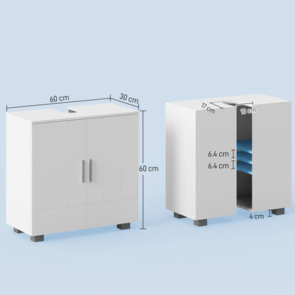 Zilusa White Fauxdestal Sink Vanity Cabinet With Double Doors And Adjustable Shelves