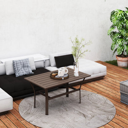Dosu Yoba Metal And Wooden Brown Outdoor Rectangular Coffee Table With Slatted Top