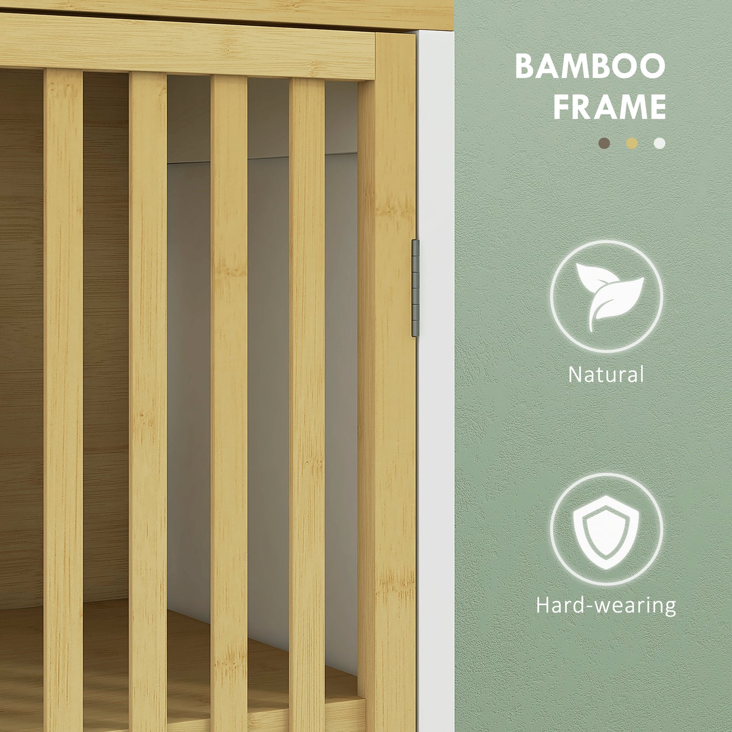 Liba Retro Bamboo Style Bathroom Storage Cabinet With Cut Out Detail