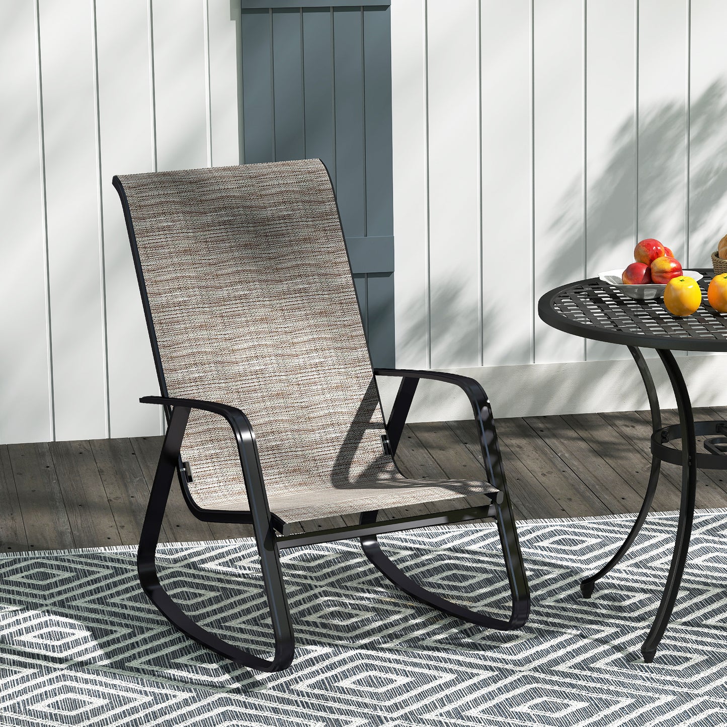 Leke Fizi Metal Light Brown Single Outdoor Rocking Garden Chair