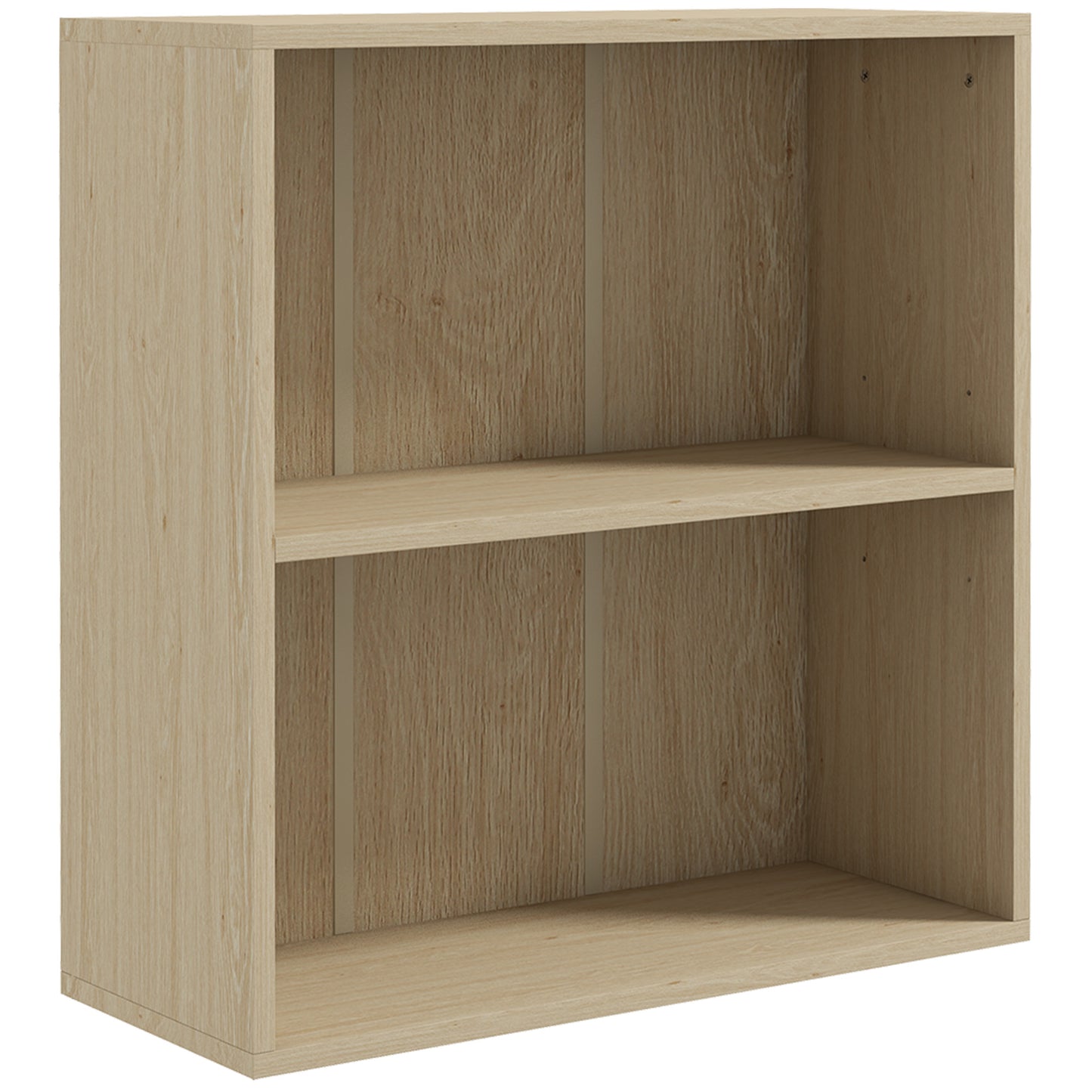 Kesa Wood Natural Finish Low 2 Tier Bookcase With Adjustable Shelves
