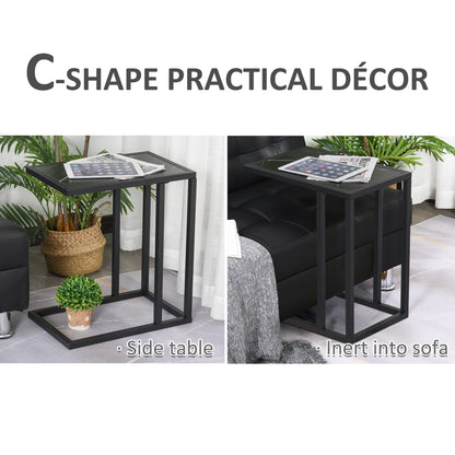 Rase Metal Black Sofa Table With Marble Effect Top