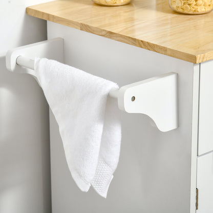 Nopaso Wooden White Kitchen Island With Drawers And Cupboards