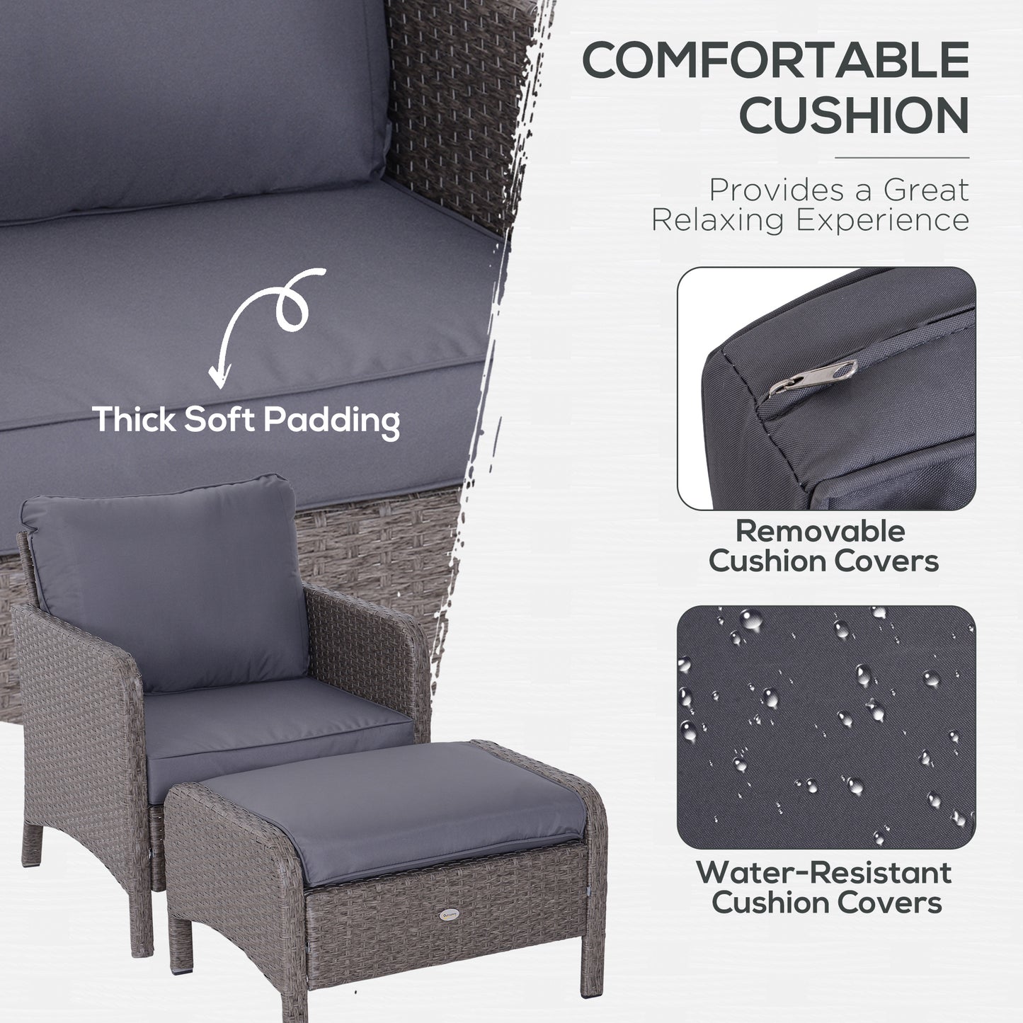 Vivimavi Rattan Grey 2 Seater Outdoor Bistro Set