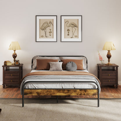 Vizi 5FT Industrial Metal King Bed Frame Black and Brown