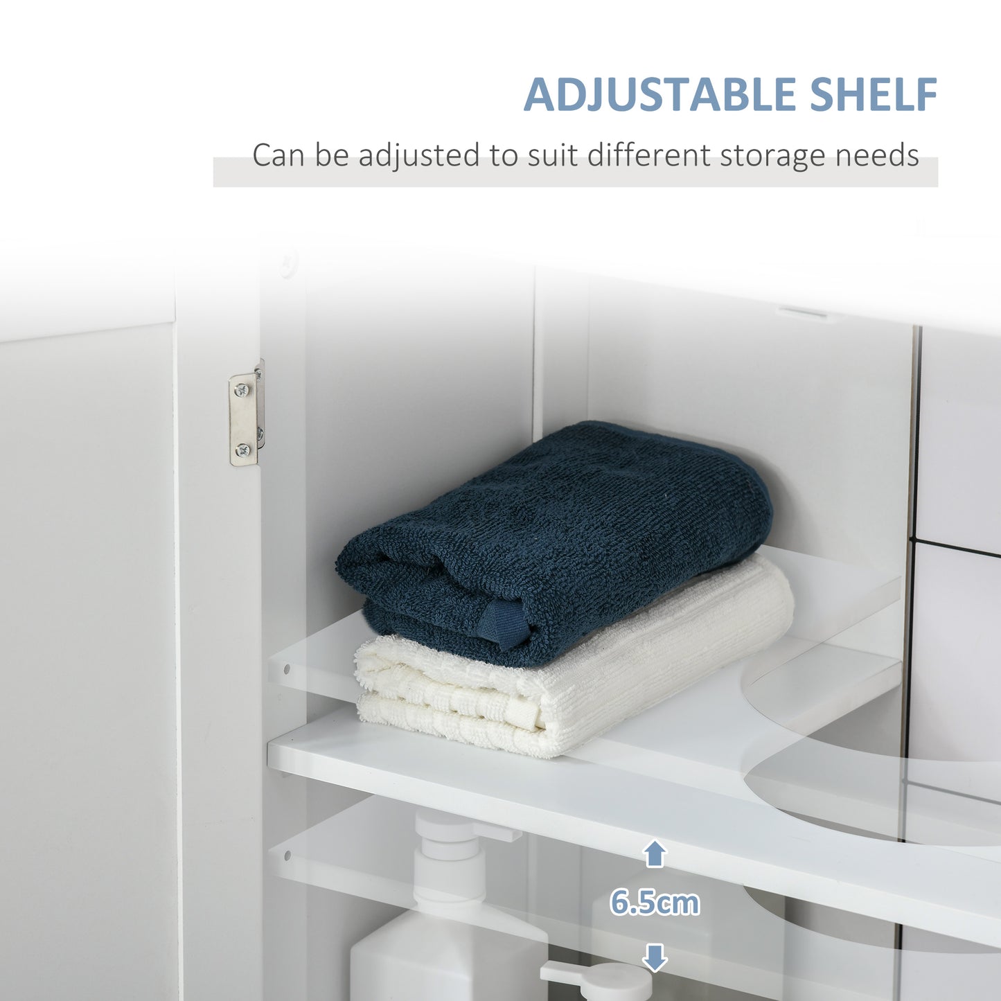 Fabka White Under Sink Vanity Cupboard With Double Doors And Adjustable Shelving For Fauxdestal Or OFauxn Basin