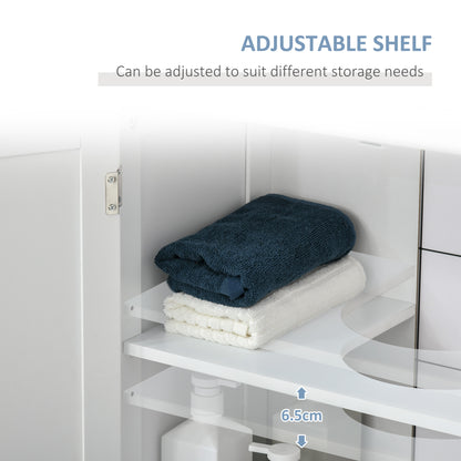 Fabka White Under Sink Vanity Cupboard With Double Doors And Adjustable Shelving For Fauxdestal Or OFauxn Basin
