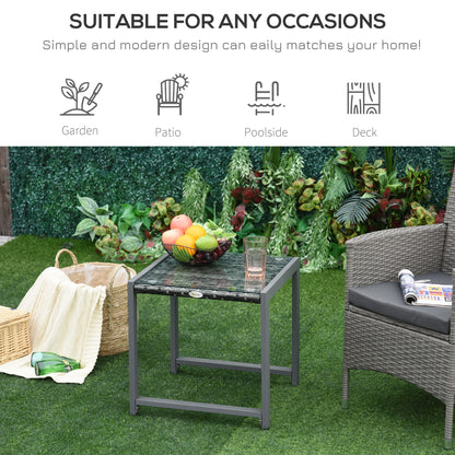 Visano Rattan Outdoor Side Table With Wicker Finish For Patio
