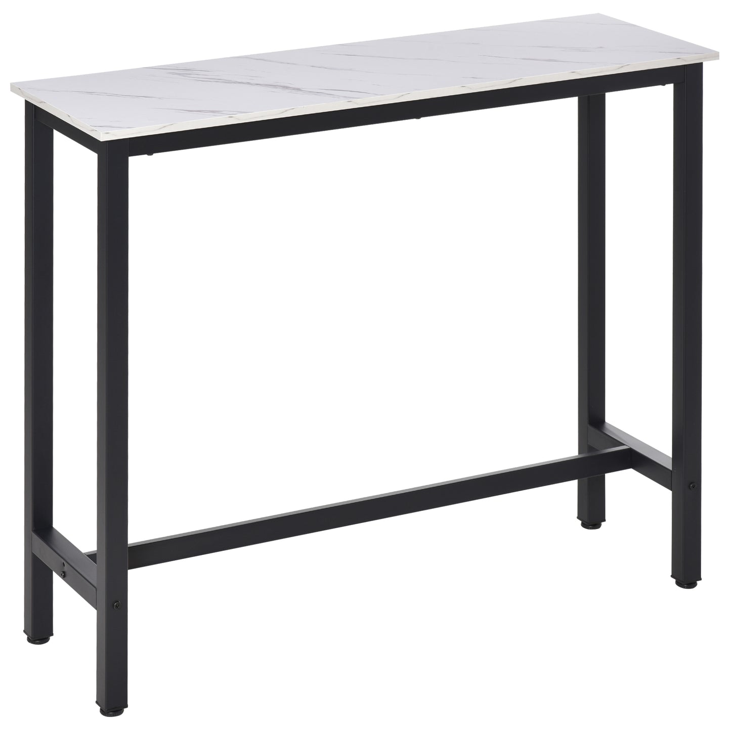 Nanotti Wooden White And Black Industrial Rectangular Bar Table For Small Spaces