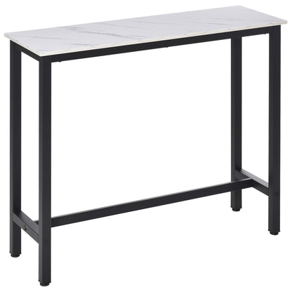 Nanotti Wooden White And Black Industrial Rectangular Bar Table For Small Spaces