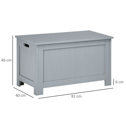 Vekasa Grey Toy and Blanket Storage Chest With Safety Hinged Lid