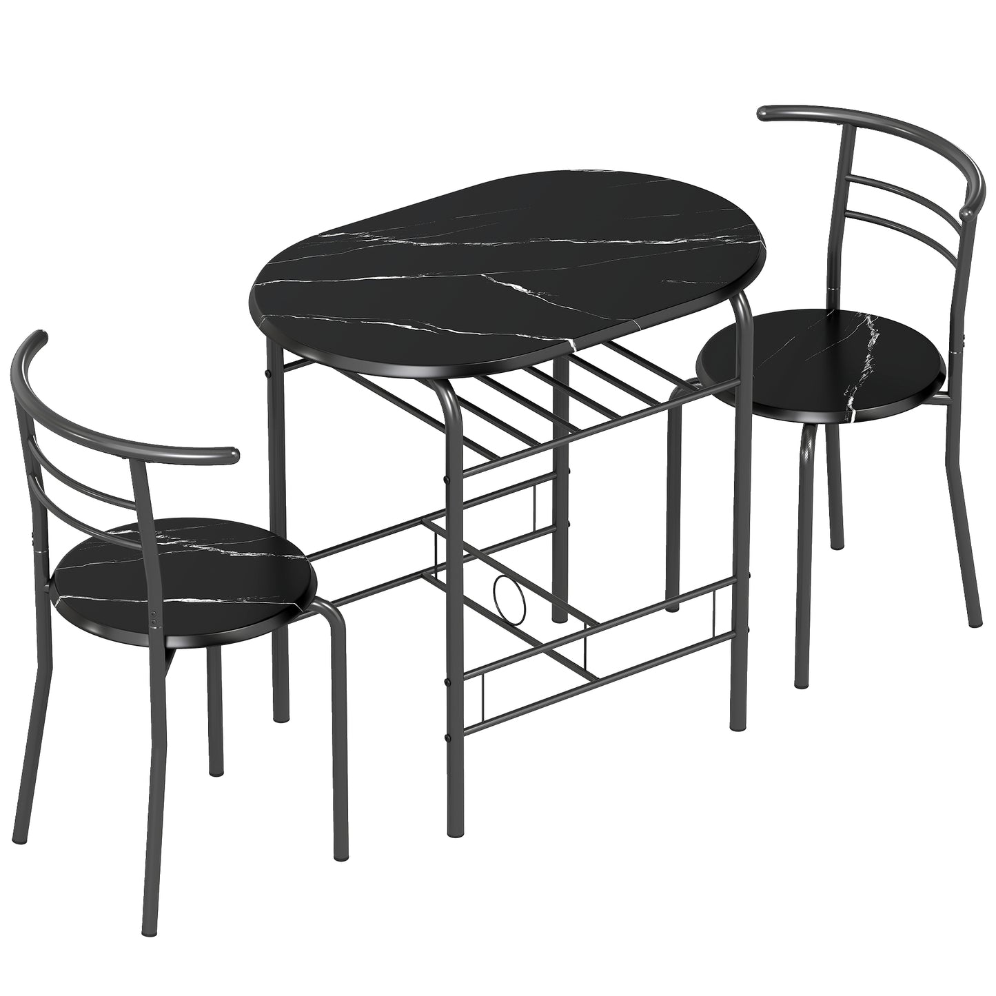 Tolo Black Compact 3 Piece Dining Table And Chair Set