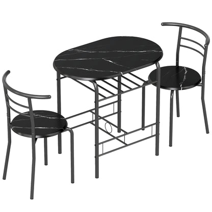 Tolo Black Compact 3 Piece Dining Table And Chair Set