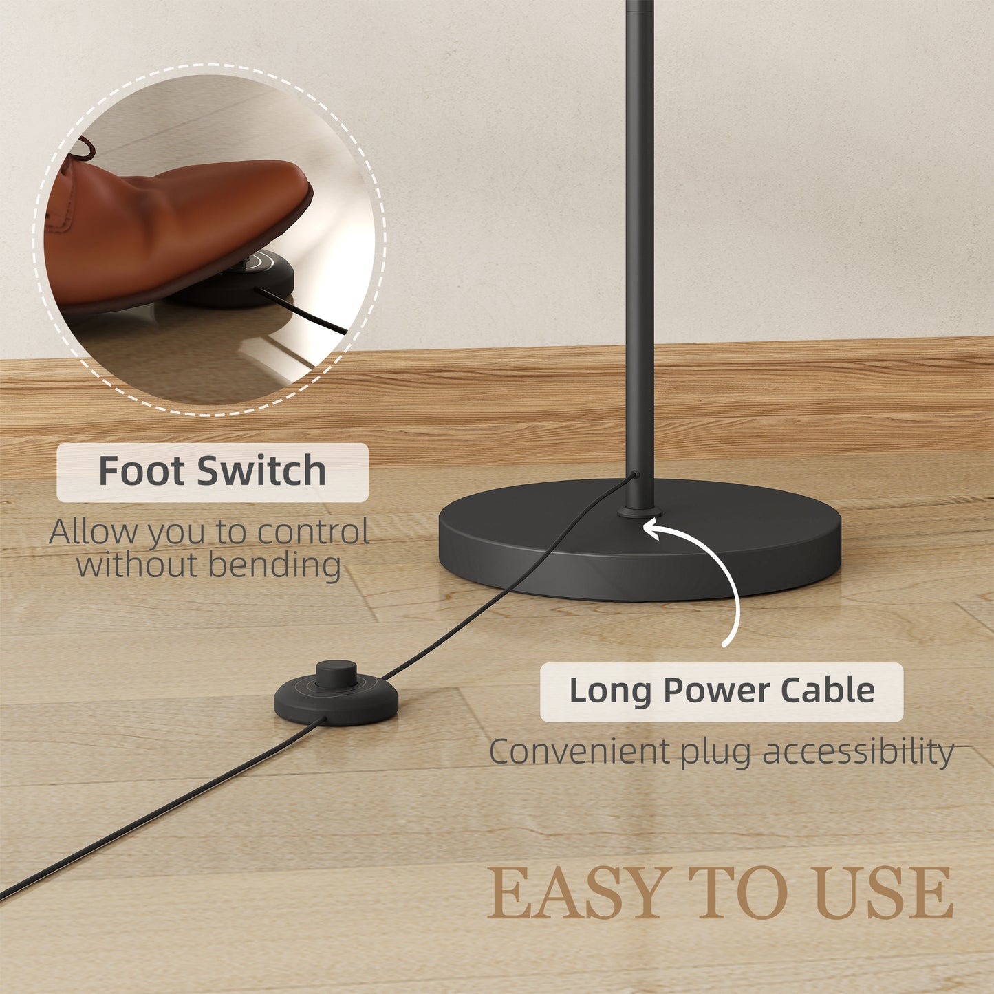 Mota Nelo Metal Black LED Floor Lamp With Remote Control And Slim Modern Profile