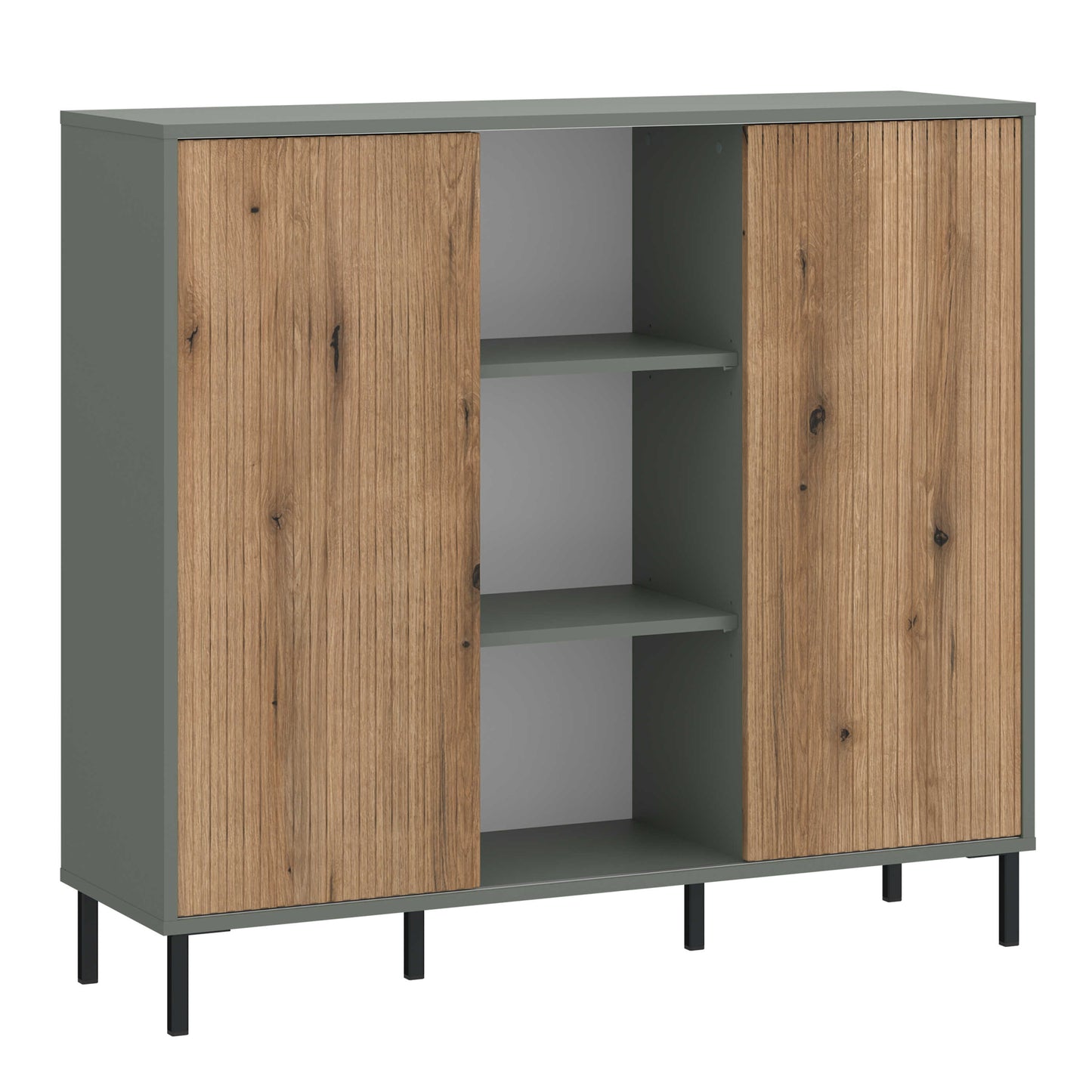 Spentrup Green Olive and Natural Oak Wood Sideboard 2 Doors