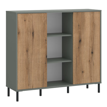 Spentrup Green Olive and Natural Oak Wood Sideboard 2 Doors