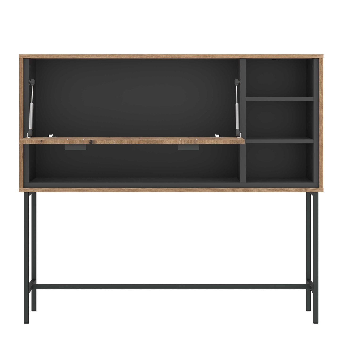 Nightbloom Grey and Oak Effect Wood Panelled Bar Cabinet 1 Door 3 Shelves