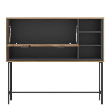Nightbloom Grey and Oak Effect Wood Panelled Bar Cabinet 1 Door 3 Shelves