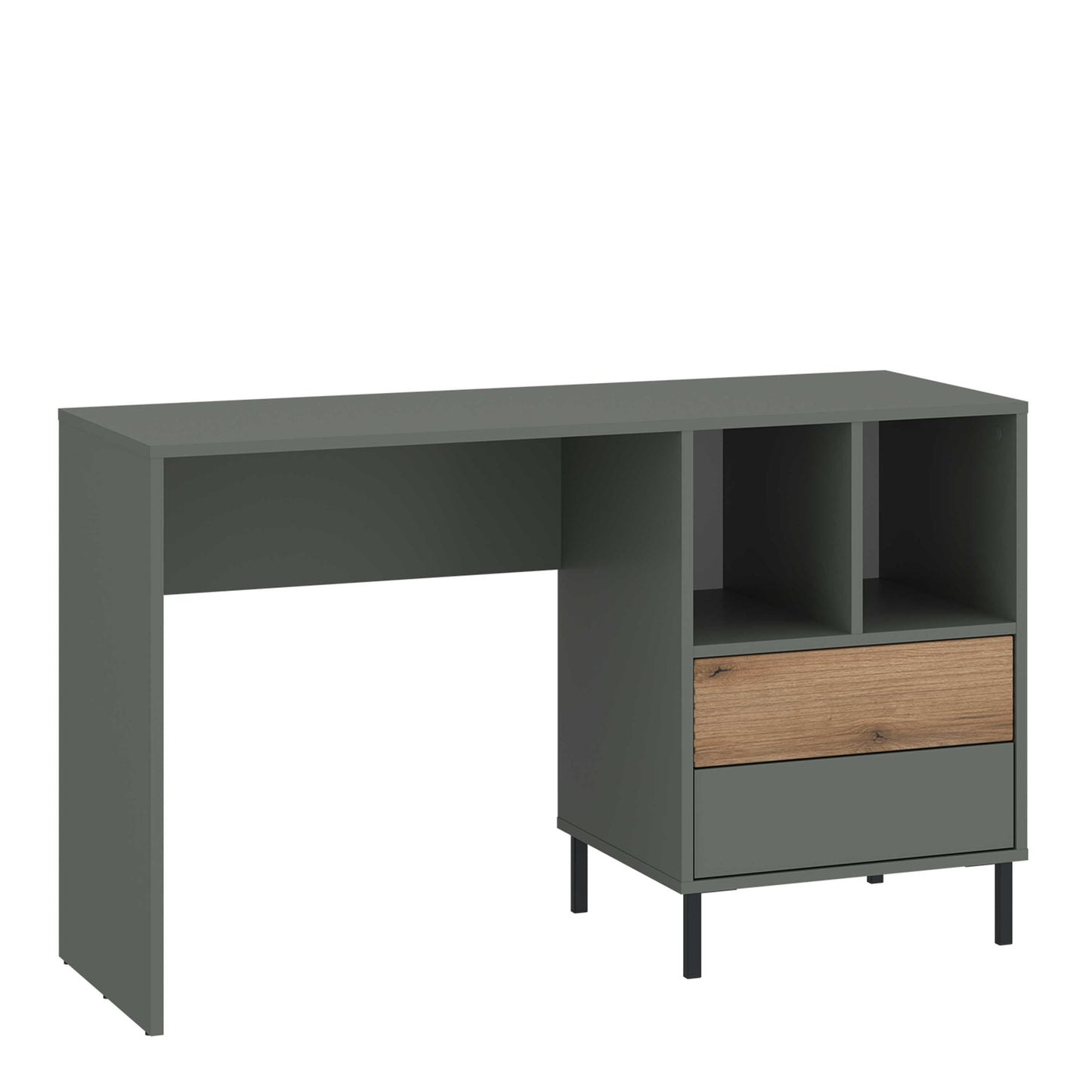 Spentrup Olive Green and Natural Oak Wood Desk 2 Drawers
